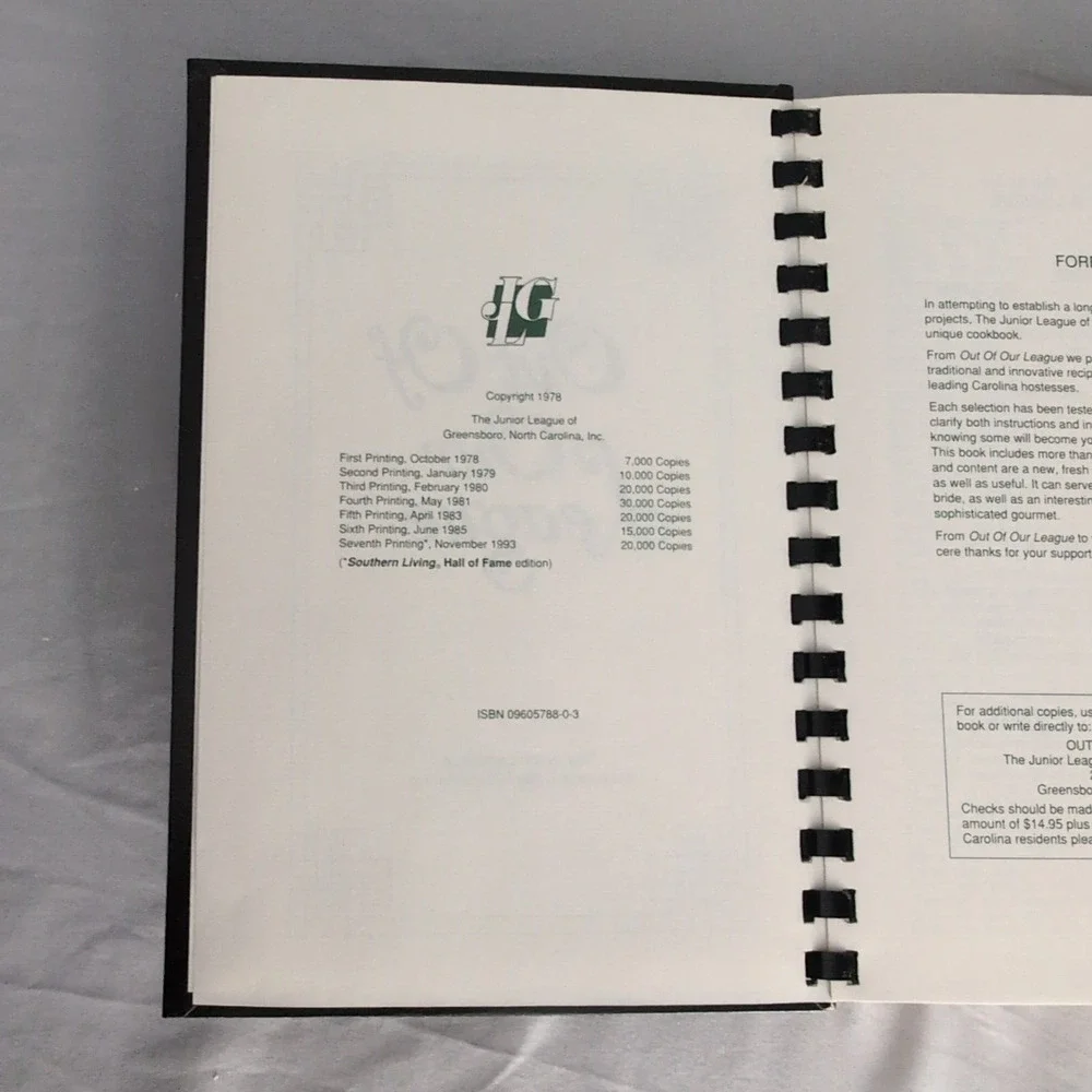Out Of Our League Junior League Of Greensboro North‎ Carolina Cookbook